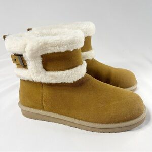 Koolaburra by Ugg Genuine Suede Leather Pull On Sherpa Boots Barlee Size 11